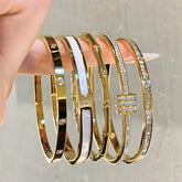 Zircon Inlaid Bracelet – Titanium Steel Daily Wear